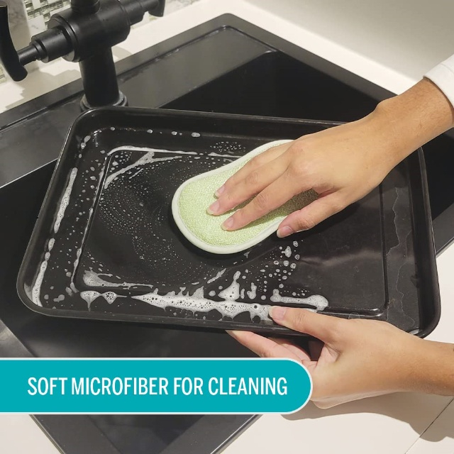Microfiber Kitchen Cleaning Dishwashing Sponge Block - JUHAO