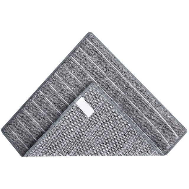 Microfiber Gray and White Striped Household Cleaning Cloth with Mesh - JUHAO