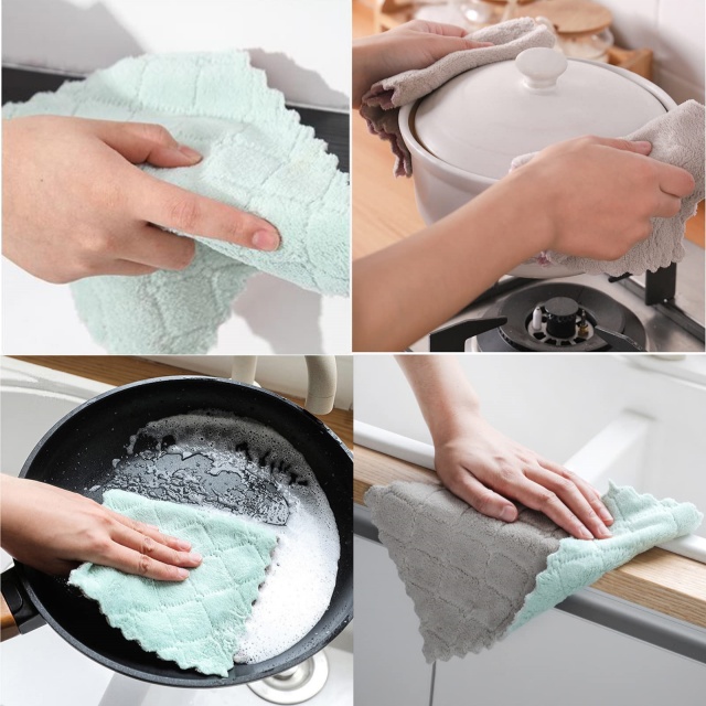 Microfiber Coral Velvet Kitchen Cleaning Dishcloths - JUHAO