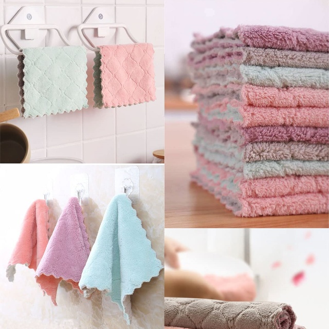 Microfiber Coral Velvet Kitchen Cleaning Dishcloths - JUHAO