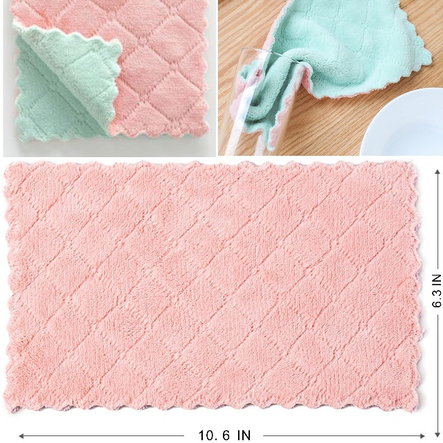 Microfiber Coral Velvet Kitchen Cleaning Dishcloths - JUHAO