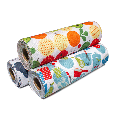 Disposable Absorbent Fabric Custom Logo Printed Kitchen Tear Rolls - JUHAO