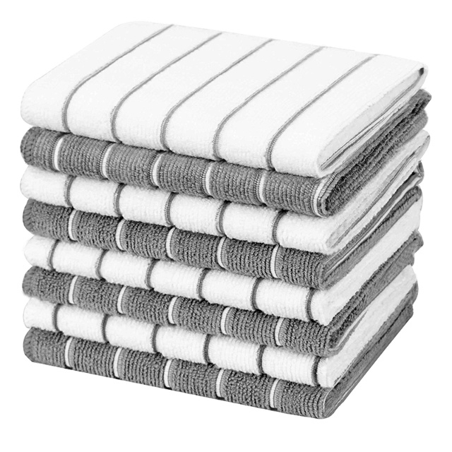 High quality microfiber household cleaning striped towels - JUHAO